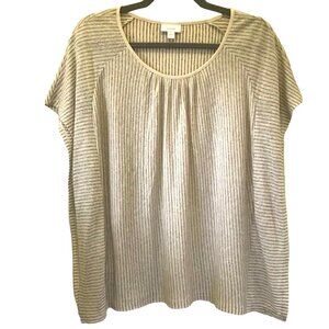 Pure Jill J.Jill Women's Butterfly-Sleeve Striped Linen- Modal Blend Top. Size S